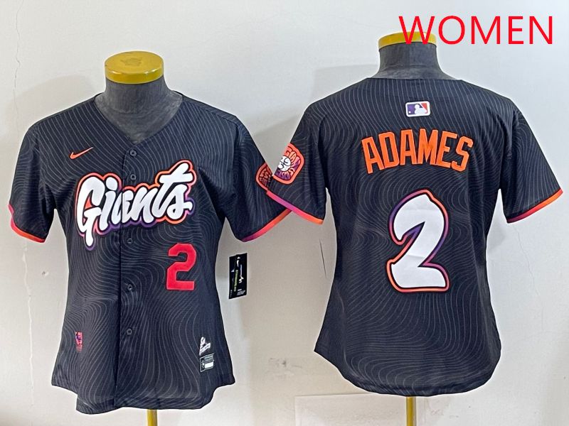 Women San Francisco Giants #2 Adames Black Joint Name Nike 2025 MLB Jersey style 3